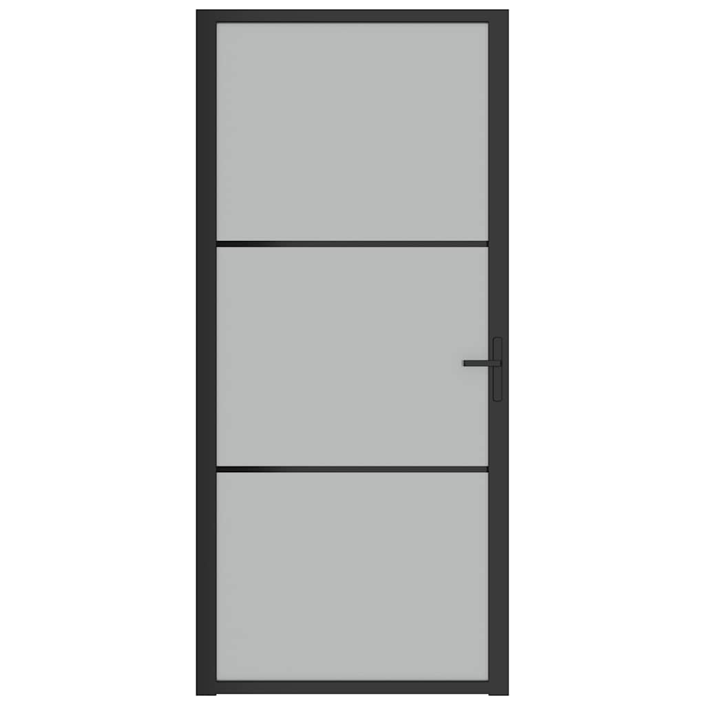 Porta Interna 93x201,5 cm Nero Opaco Vetro e Alluminio | homemem39