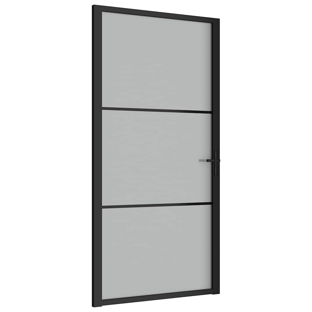 Porta Interna 102,5x201,5 cm Nero Opaco in Vetro e Alluminio | homemem39