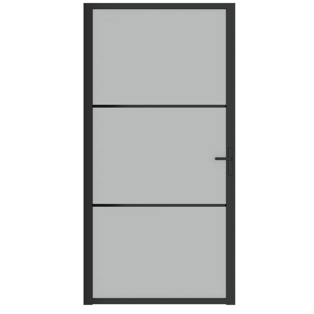 Porta Interna 102,5x201,5 cm Nero Opaco in Vetro e Alluminio | homemem39