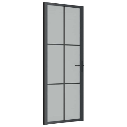 Porta Interna 76x201,5 cm Nero Opaco Vetro e Alluminio | homemem39