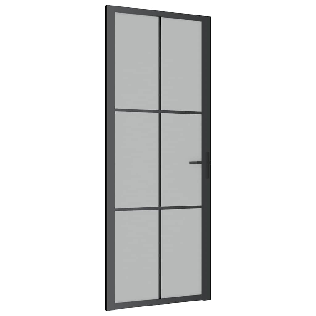 Porta Interna 83x201,5 cm Nero Opaco Vetro e Alluminio - homemem39