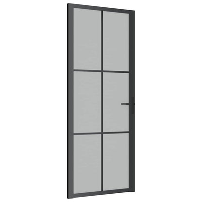Porta Interna 83x201,5 cm Nero Opaco Vetro e Alluminio - homemem39