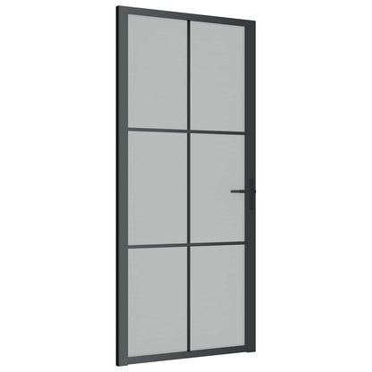 Porta Interna 93x201,5 cm Nero Opaco Vetro e Alluminio | homemem39