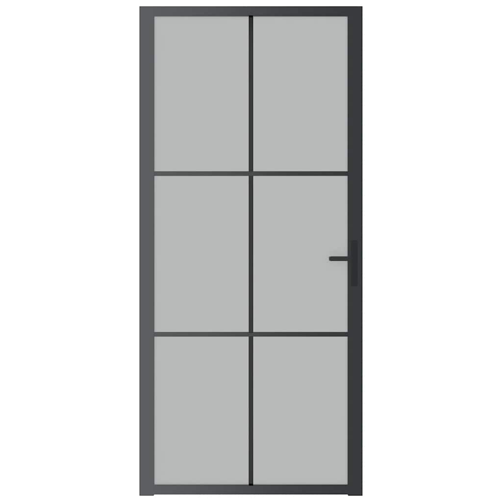 Porta Interna 93x201,5 cm Nero Opaco Vetro e Alluminio | homemem39