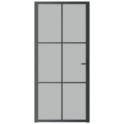 Porta Interna 93x201,5 cm Nero Opaco Vetro e Alluminio | homemem39