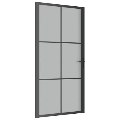 Porta Interna 102,5x201,5 cm Nero Opaco in Vetro e Alluminio - homemem39