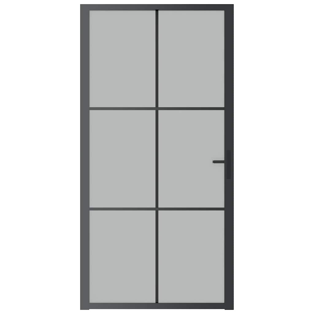 Porta Interna 102,5x201,5 cm Nero Opaco in Vetro e Alluminio | homemem39