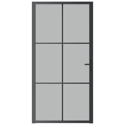 Porta Interna 102,5x201,5 cm Nero Opaco in Vetro e Alluminio - homemem39