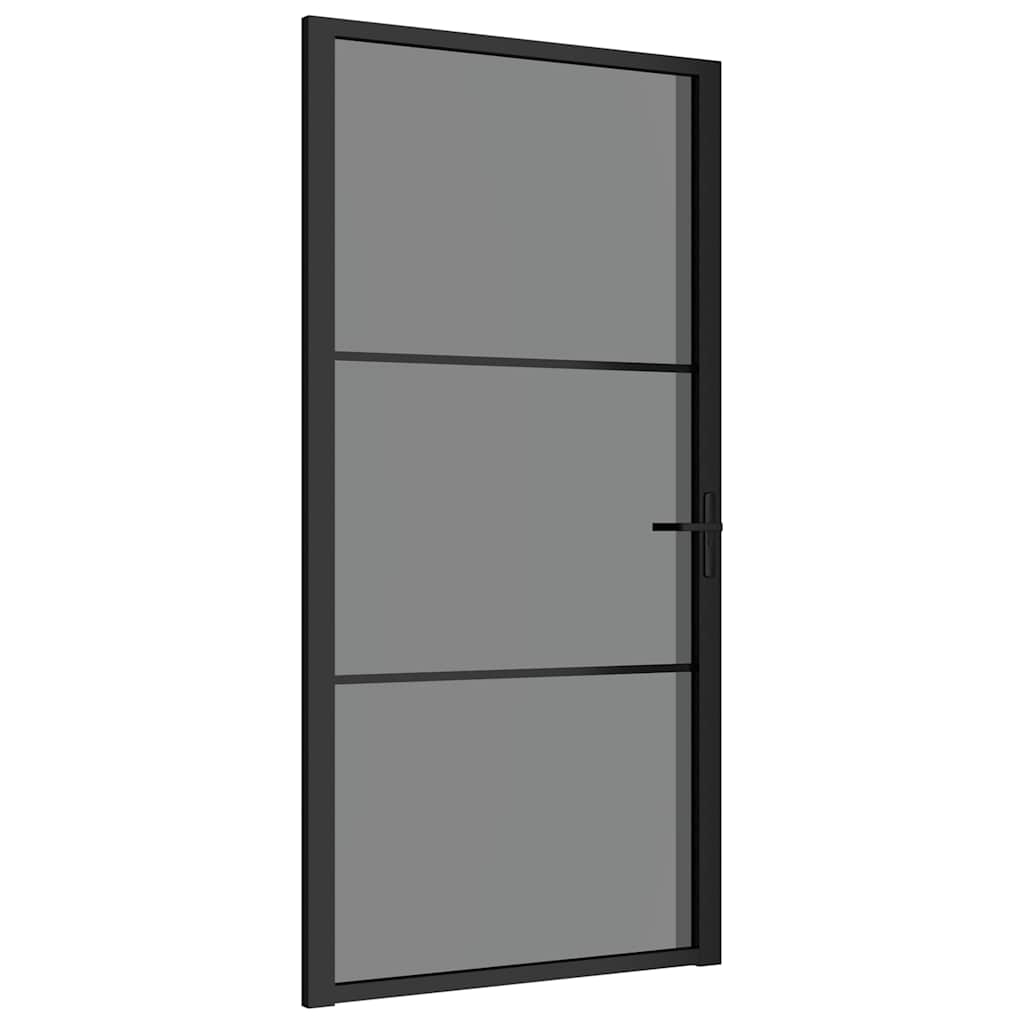 Porta Interna 102,5x201,5 cm Nera in Vetro ESG e Alluminio - homemem39