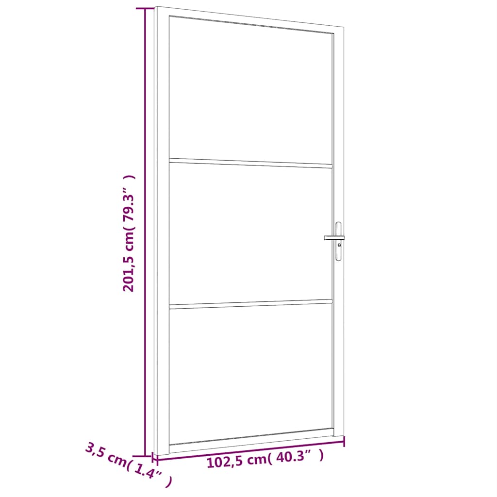 Porta Interna 102,5x201,5 cm Nera in Vetro ESG e Alluminio | homemem39