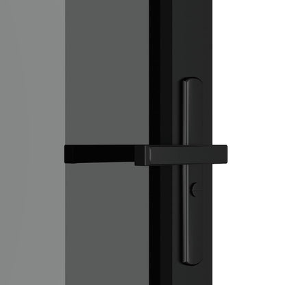 Porta Interna 83x201,5 cm Nera in Vetro ESG e Alluminio | homemem39