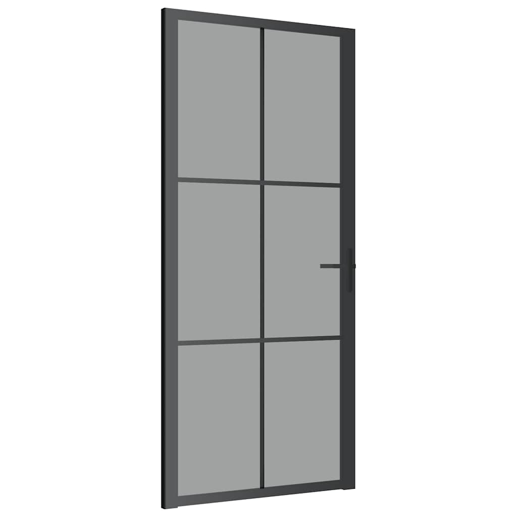 Porta Interna 93x201,5 cm Nera in Vetro ESG e Alluminio | homemem39