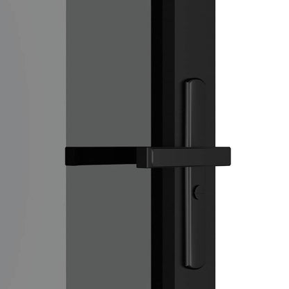 Porta Interna 93x201,5 cm Nera in Vetro ESG e Alluminio | homemem39