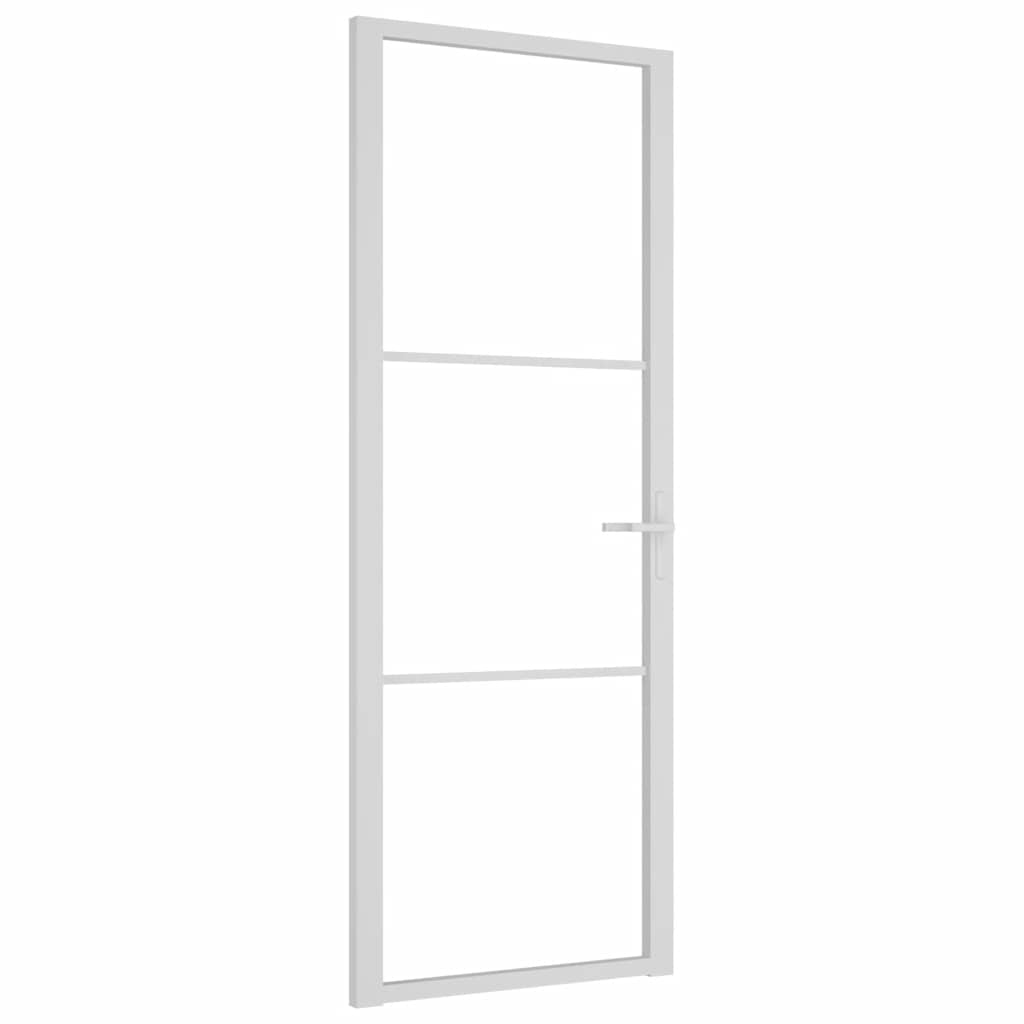 Porta Interna 76x201,5 cm Bianca in Vetro ESG e Alluminio - homemem39