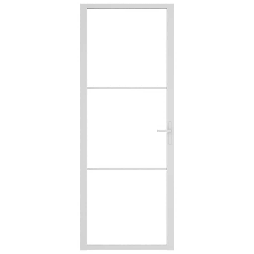 Porta Interna 76x201,5 cm Bianca in Vetro ESG e Alluminio - homemem39