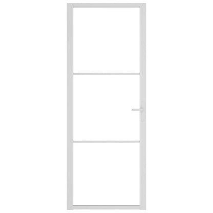 Porta Interna 76x201,5 cm Bianca in Vetro ESG e Alluminio - homemem39