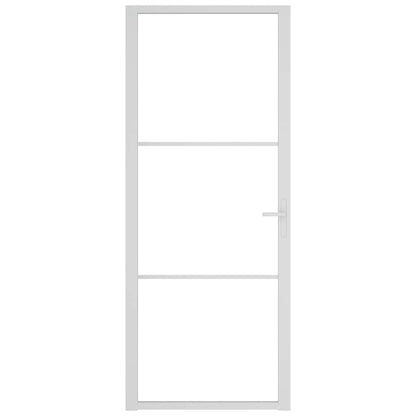 Porta Interna 83x201,5 cm Bianca in Vetro ESG e Alluminio | homemem39
