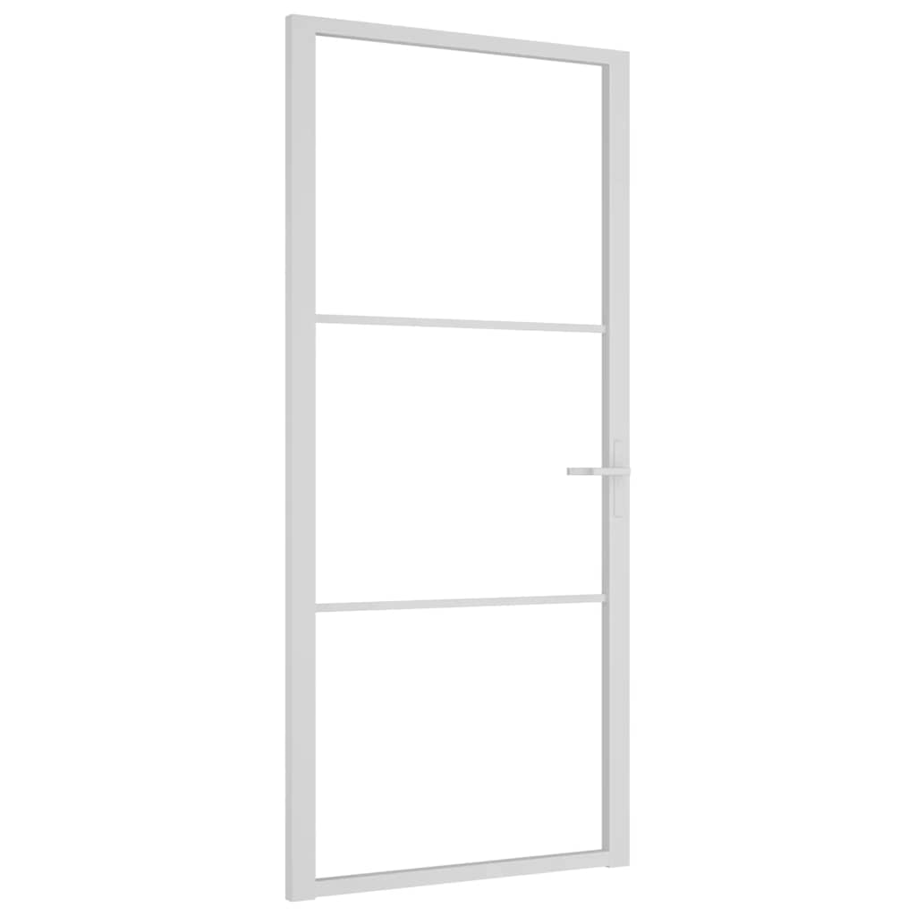 Porta Interna 93x201,5 cm Bianca in Vetro ESG e Alluminio | homemem39