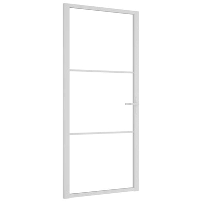 Porta Interna 93x201,5 cm Bianca in Vetro ESG e Alluminio | homemem39