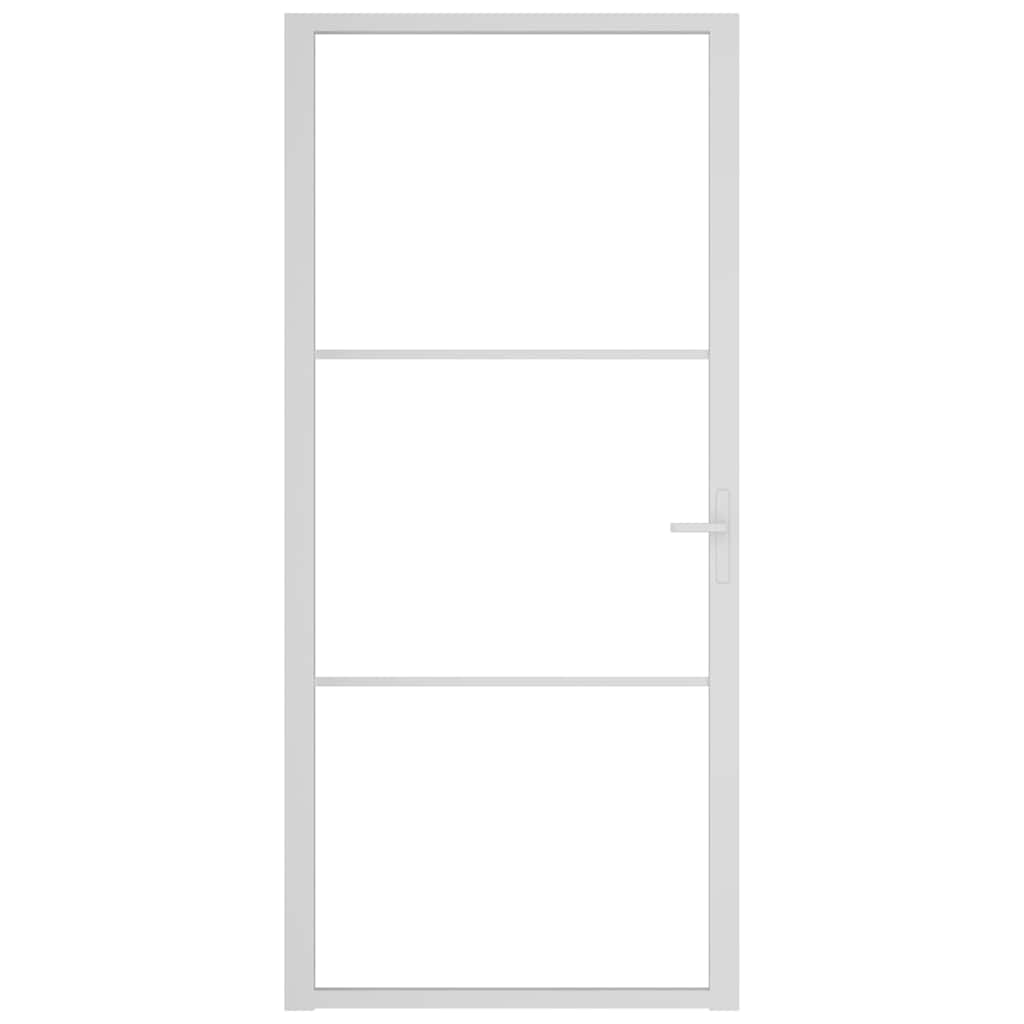 Porta Interna 93x201,5 cm Bianca in Vetro ESG e Alluminio | homemem39