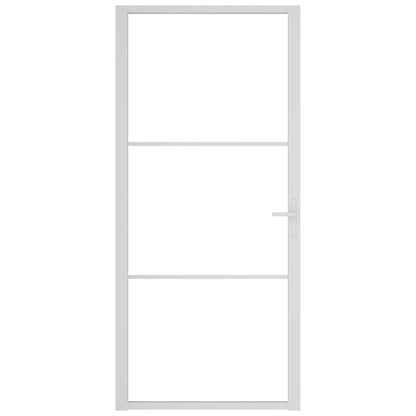 Porta Interna 93x201,5 cm Bianca in Vetro ESG e Alluminio | homemem39