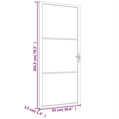 Porta Interna 93x201,5 cm Bianca in Vetro ESG e Alluminio | homemem39