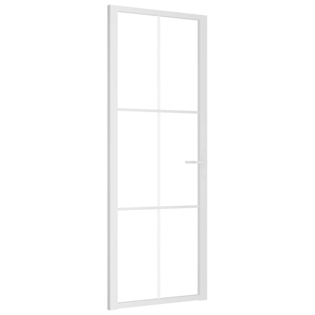 Porta Interna 76x201,5 cm Bianca in Vetro ESG e Alluminio | homemem39