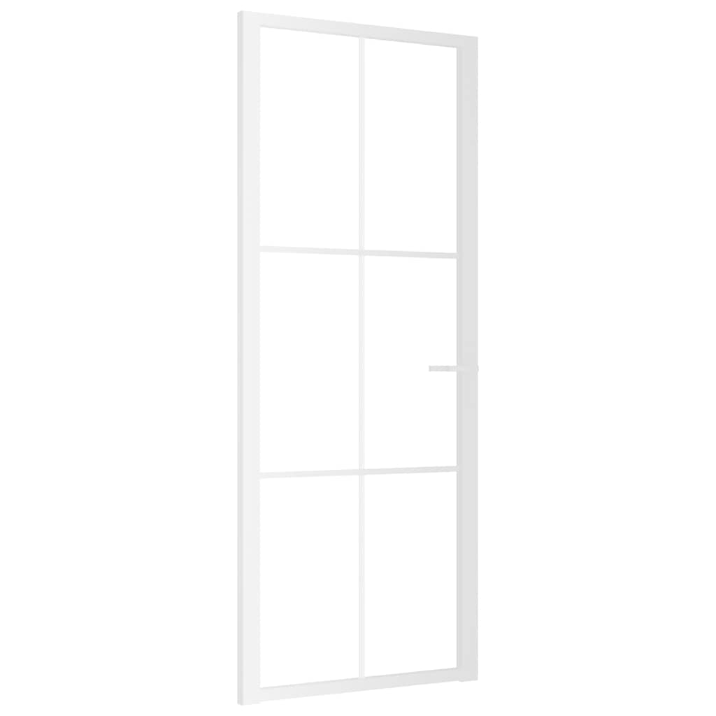 Porta Interna 83x201,5 cm Bianca in Vetro ESG e Alluminio | homemem39