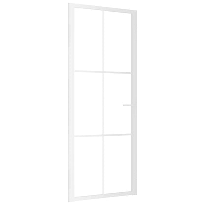Porta Interna 83x201,5 cm Bianca in Vetro ESG e Alluminio | homemem39
