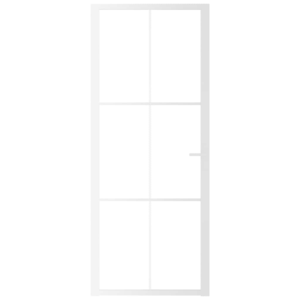 Porta Interna 83x201,5 cm Bianca in Vetro ESG e Alluminio | homemem39