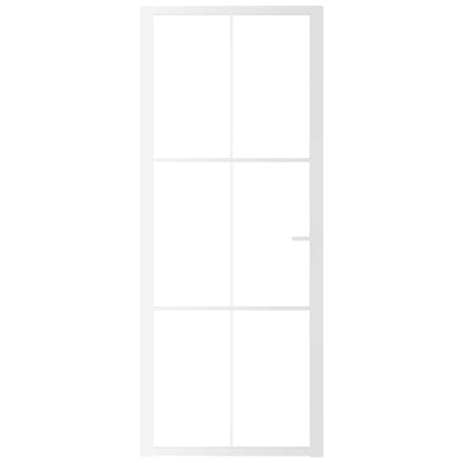 Porta Interna 83x201,5 cm Bianca in Vetro ESG e Alluminio | homemem39
