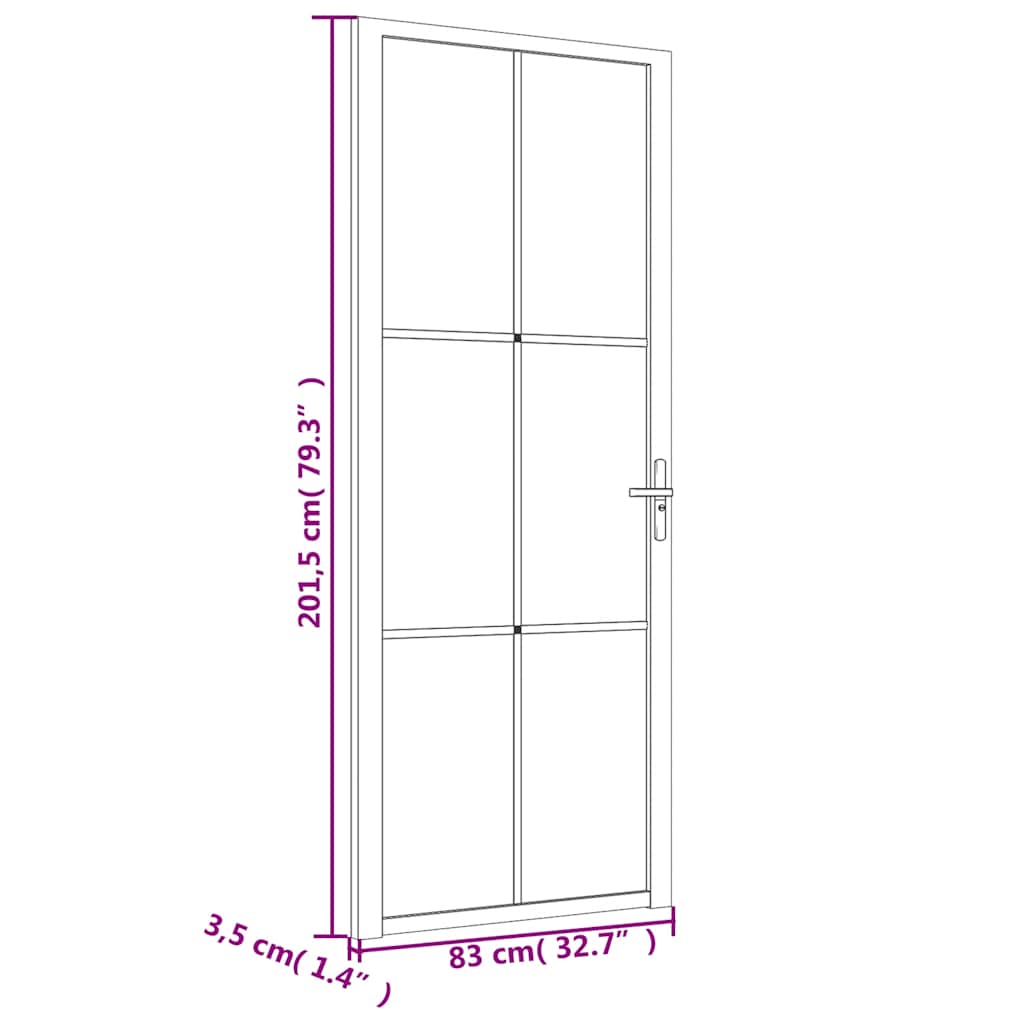 Porta Interna 83x201,5 cm Bianca in Vetro ESG e Alluminio | homemem39