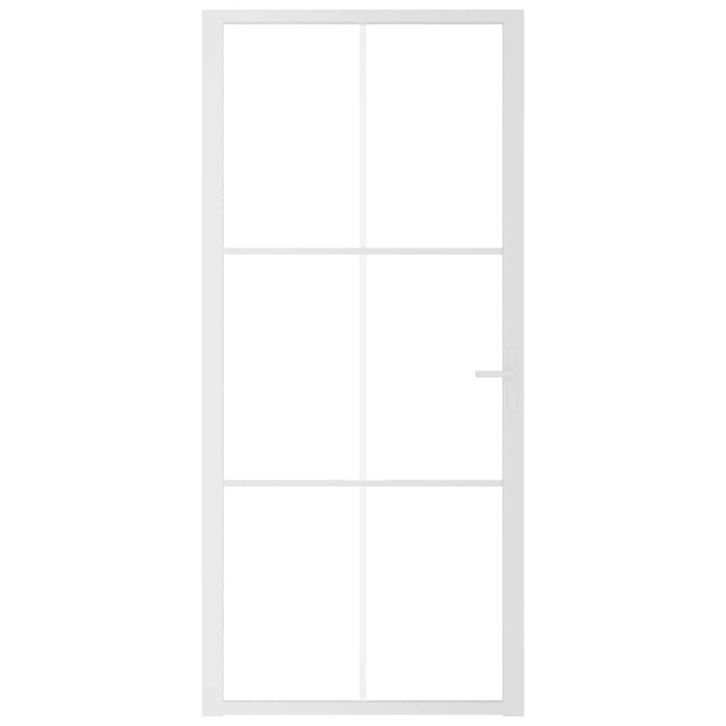 Porta Interna 93x201,5 cm Bianca in Vetro ESG e Alluminio