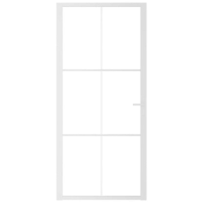 Porta Interna 93x201,5 cm Bianca in Vetro ESG e Alluminio
