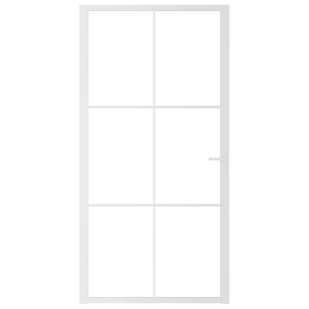 Porta Interna 102,5x201,5 cm Bianca in Vetro ESG e Alluminio | homemem39