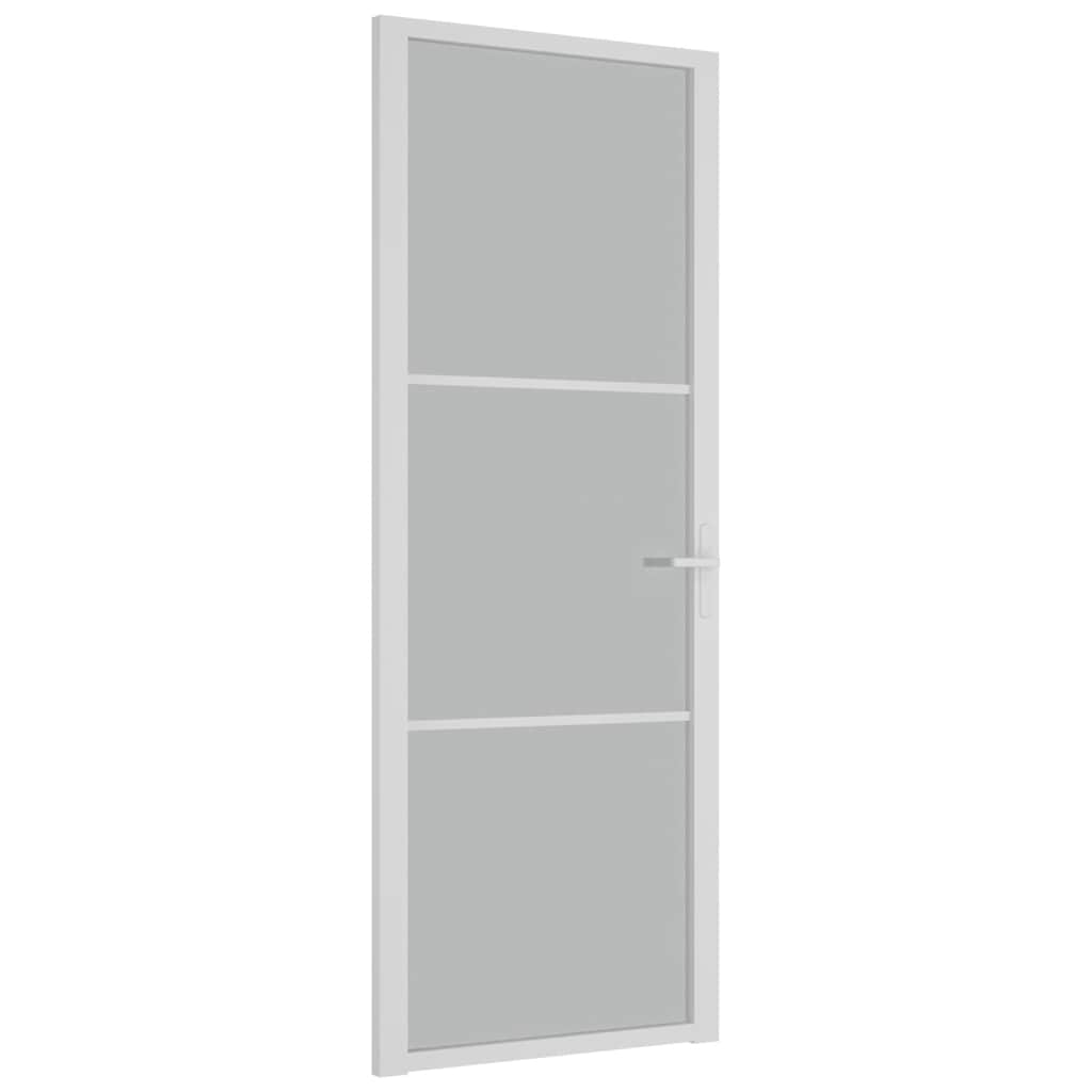 Porta Interna 76x201,5 cm Bianco Opaco Vetro e Alluminio | homemem39
