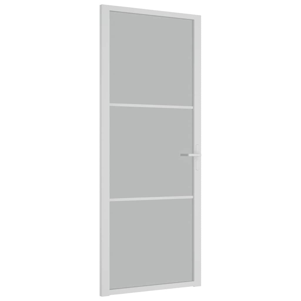 Porta Interna 83x201,5 cm Bianco Opaco Vetro e Alluminio | homemem39