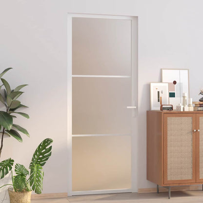 Porta Interna 83x201,5 cm Bianco Opaco Vetro e Alluminio | homemem39