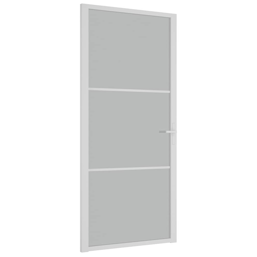 Porta Interna 93x201,5 cm Bianco Opaco Vetro e Alluminio | homemem39