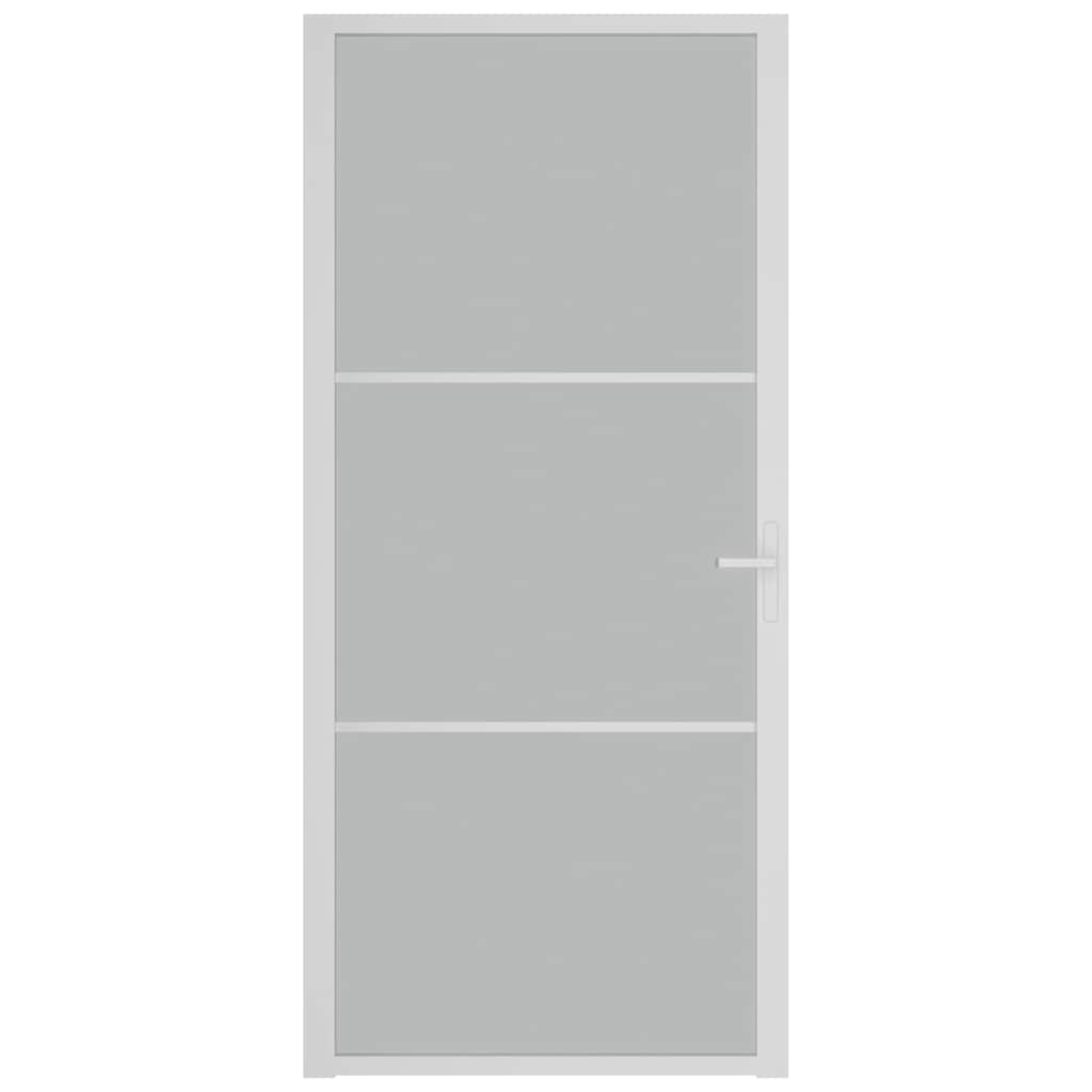 Porta Interna 93x201,5 cm Bianco Opaco Vetro e Alluminio | homemem39
