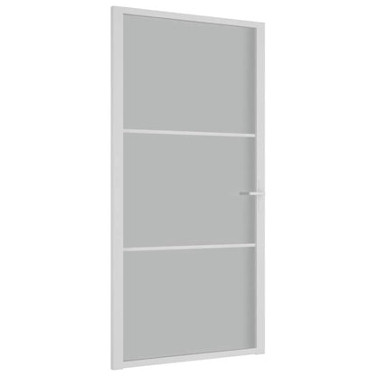Porta Interna 102,5x201,5 cm Bianco Opaco in Vetro e Alluminio