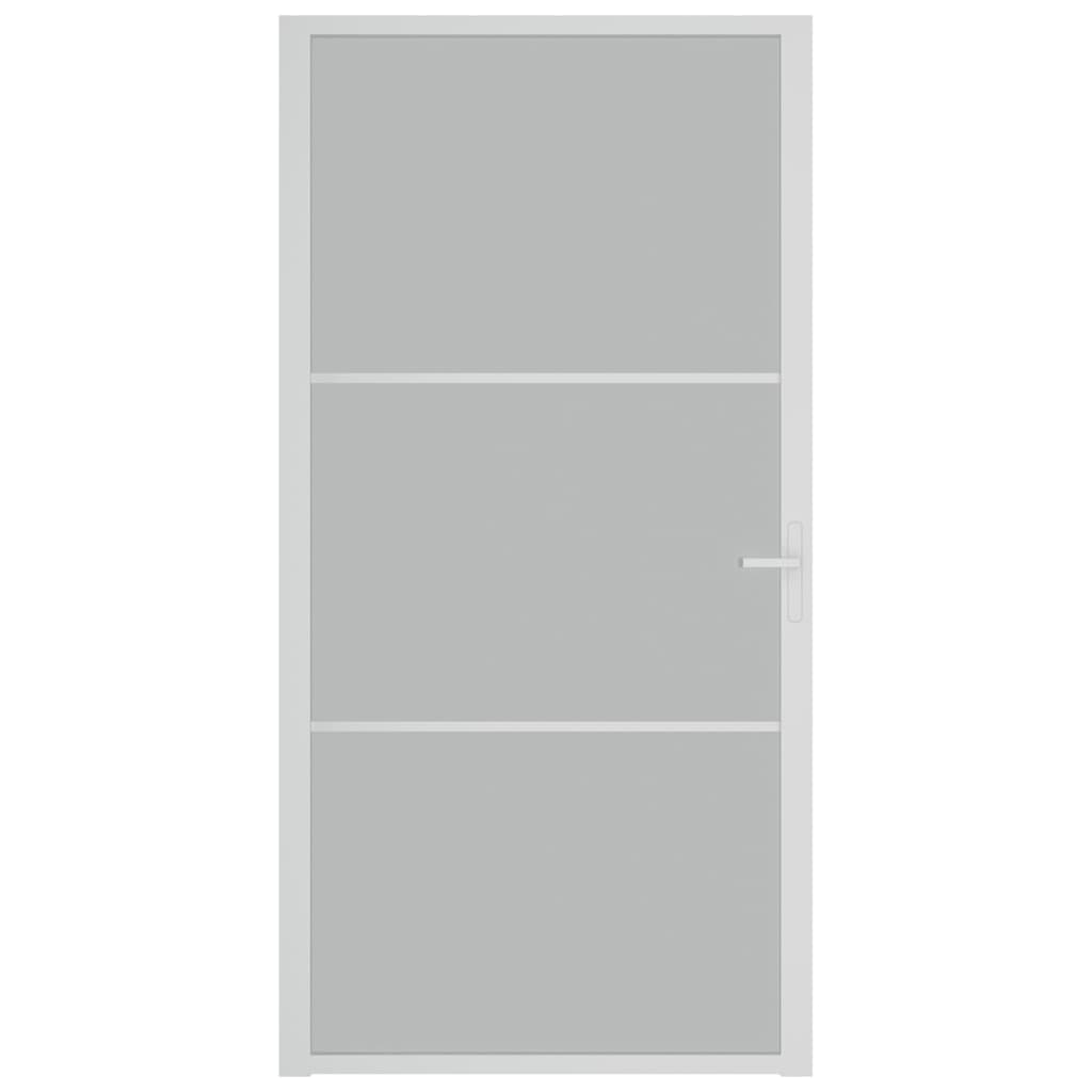 Porta Interna 102,5x201,5 cm Bianco Opaco in Vetro e Alluminio