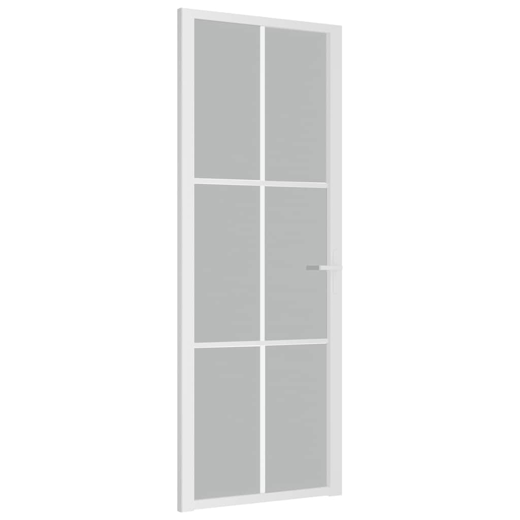 Porta Interna 76x201,5 cm Bianco Opaco Vetro e Alluminio | homemem39