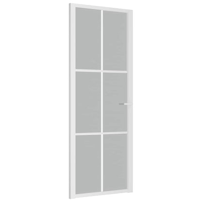 Porta Interna 76x201,5 cm Bianco Opaco Vetro e Alluminio | homemem39