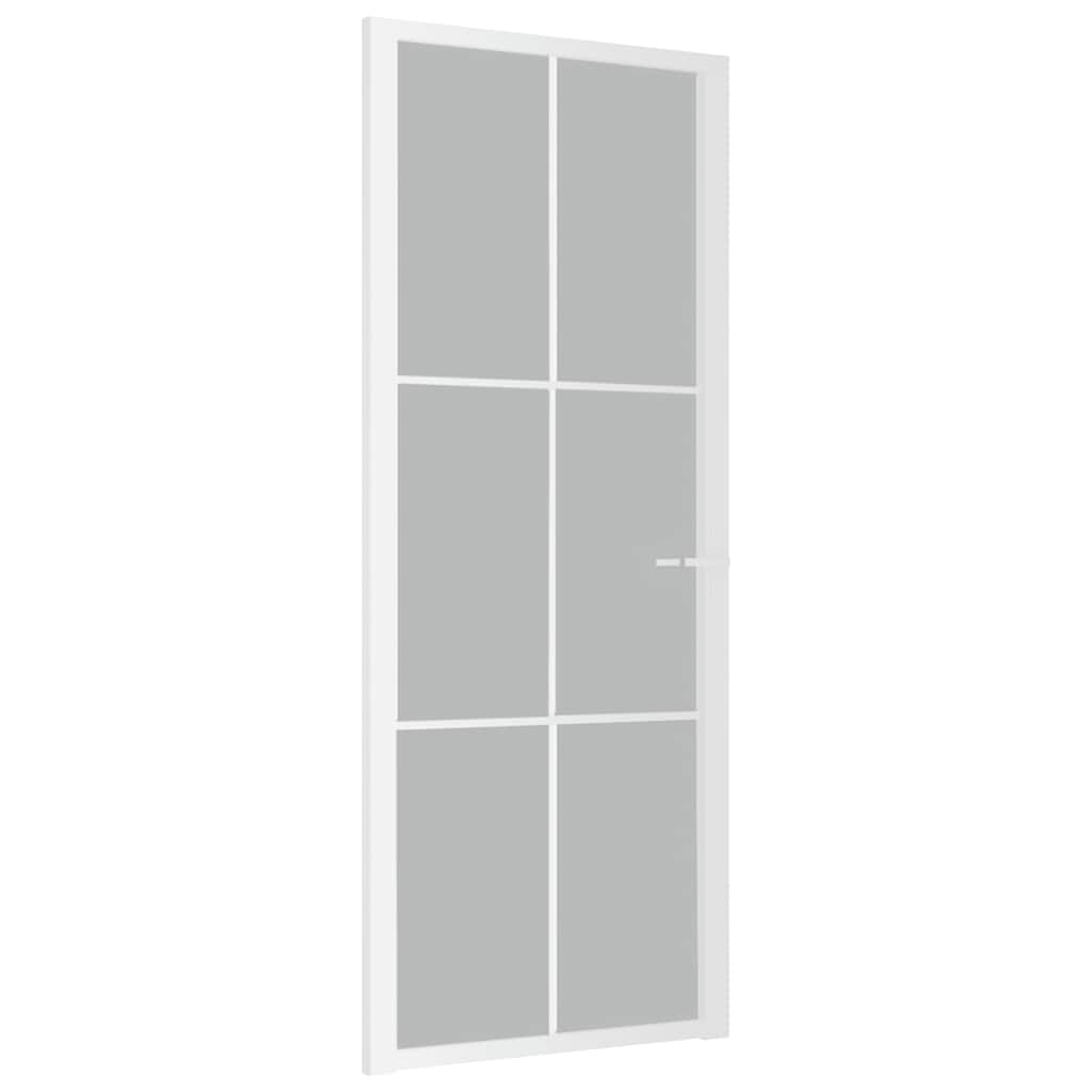 Porta Interna 83x201,5 cm Bianco Opaco Vetro e Alluminio - homemem39