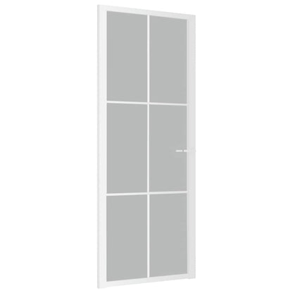 Porta Interna 83x201,5 cm Bianco Opaco Vetro e Alluminio - homemem39