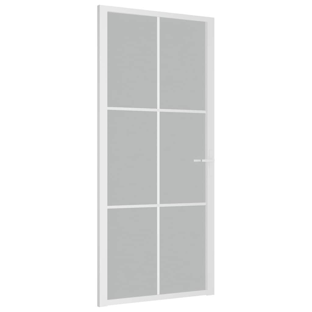 Porta Interna 93x201,5 cm Bianco Opaco Vetro e Alluminio | homemem39