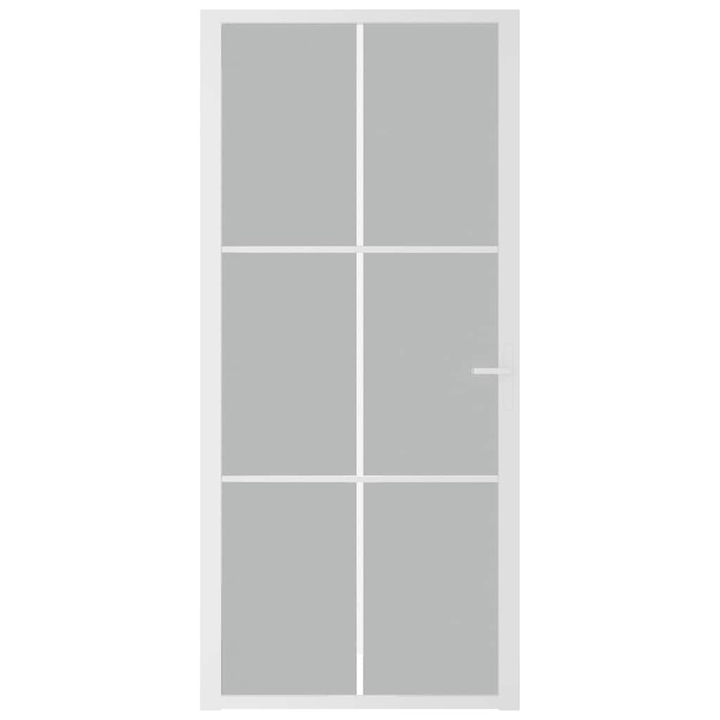 Porta Interna 93x201,5 cm Bianco Opaco Vetro e Alluminio | homemem39