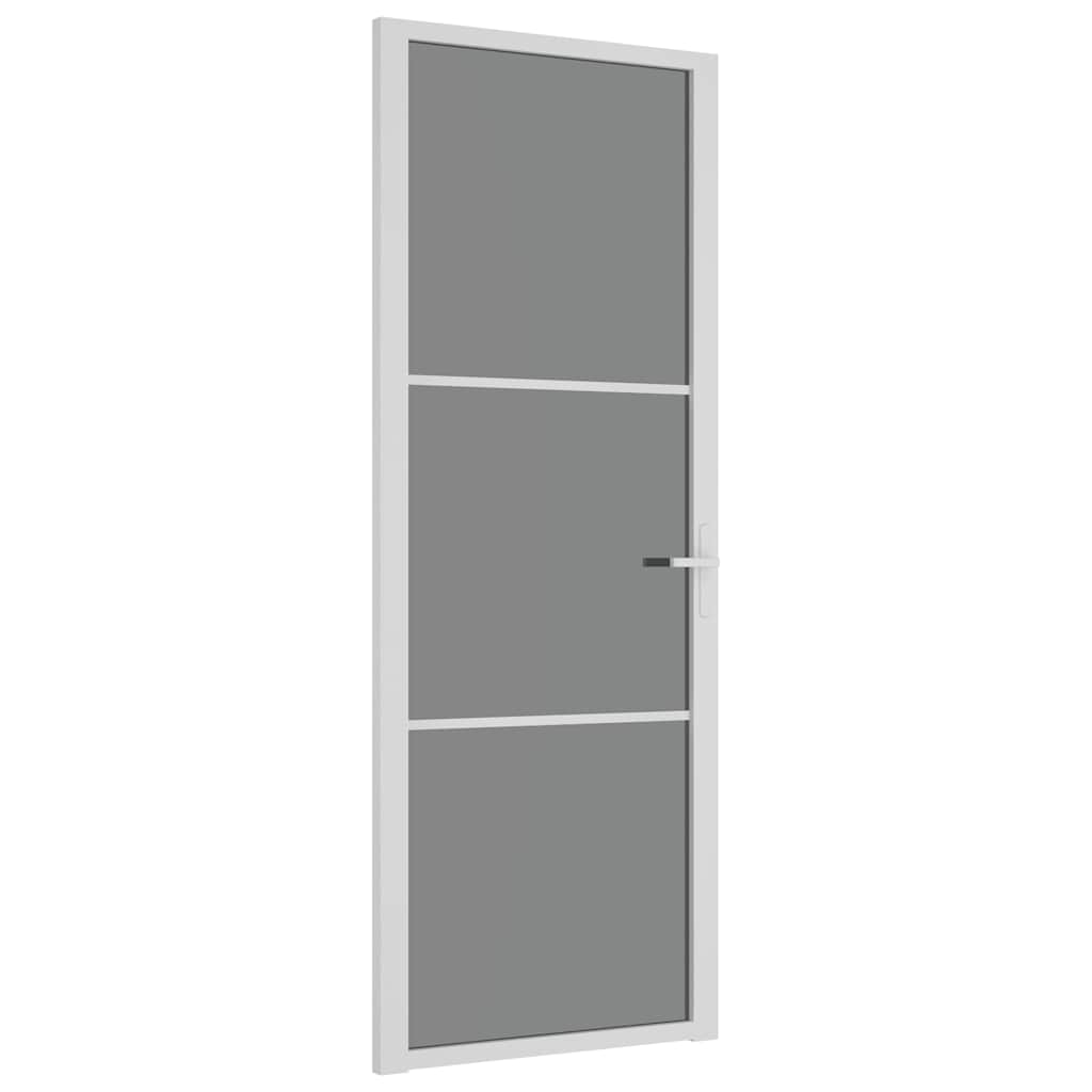 Porta Interna 76x201,5 cm Bianca in Vetro ESG e Alluminio | homemem39
