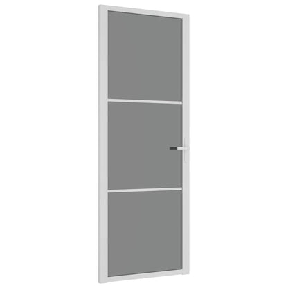 Porta Interna 76x201,5 cm Bianca in Vetro ESG e Alluminio